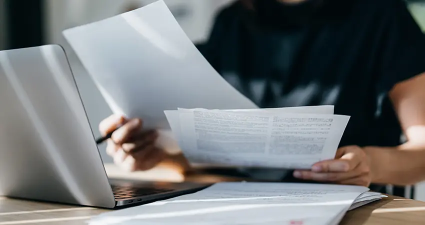 woman with paperwork